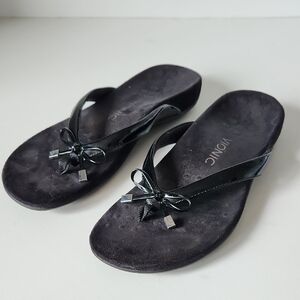 VIONIC | thong Sandals Patent Leather Black Sz 10